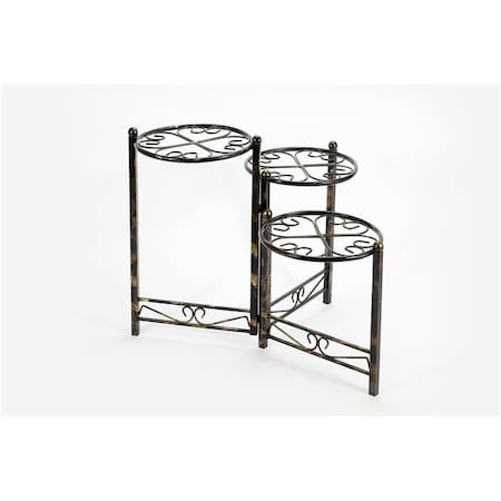 Ore International ORE International LB-1704 24.41 in. Three Tier Heart Clover Round Plant Stand LB-1704